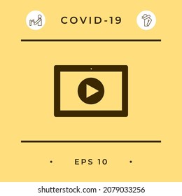 Computer tablet with play button icon. Element for your design