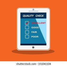 Computer tablet with a quality check. Vector illustration.