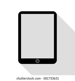 Computer tablet sign. Black icon with flat style shadow path.