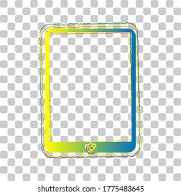 Computer tablet sign. Blue to green gradient Icon with Four Roughen Contours on stylish transparent Background. Illustration.