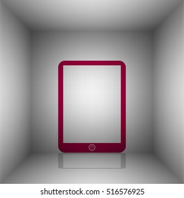 Computer tablet sign. Bordo icon with shadow in the room.