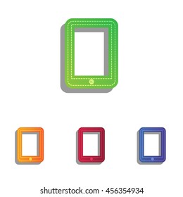 Computer tablet sign. Colorfull applique icons set.