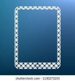 Computer tablet sign. Vector. White textured icon at lapis lazuli gradient background.