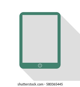 Computer tablet sign. Veridian icon with flat style shadow path.