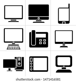 computer, tablet and smartphone icons set