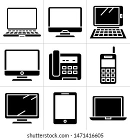 computer, tablet and smartphone icons set