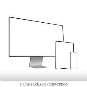 computer tablet and smartphone. vector design realistic perspective isolated, on white background