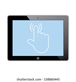 computer tablet touchscreen. click on the screen. vector eps10