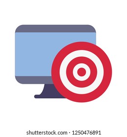 computer and target on white background