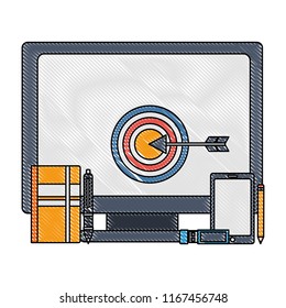 computer target smartphone pen pencil notebook business