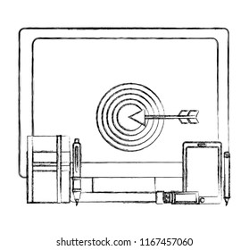 computer target smartphone pen pencil notebook business