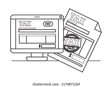 computer with tax on line and documents