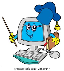 Computer teacher - vector illustration.