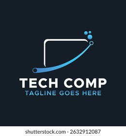 COMPUTER TECH COMPANY LOGO. TECH COMPUTER VECTOR MINIMAL LOGO DESIGN. 