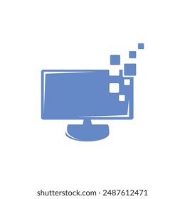 Computer tech logo flat design template