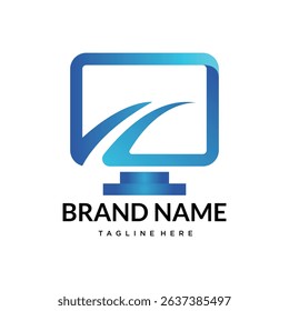computer tech  technology logo template