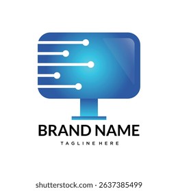 computer tech  technology logo template
