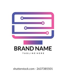 computer tech  technology logo template