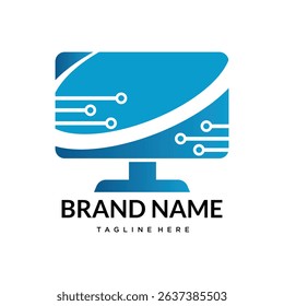 computer tech  technology logo template