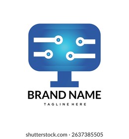computer tech  technology logo template