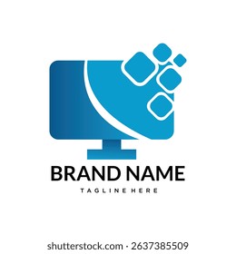 computer tech  technology logo template