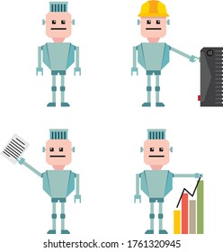 Computer Technician Analyst Reporter Cartoon Robot