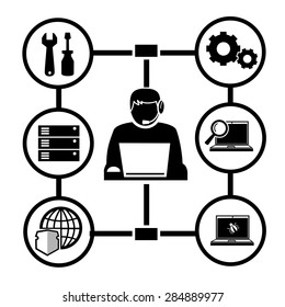 Computer technician icons vector.