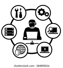 Computer technician icons vector.