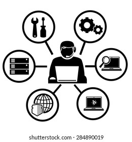 Computer technician icons vector.