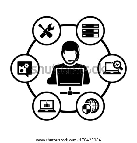 Computer technician vector icon