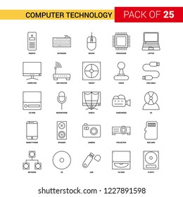 Computer Technology Black Line Icon - 25 Business Outline Icon Set
