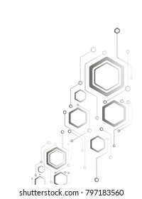 Computer technology, business background, futuristic design, hexahedron, circuit