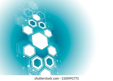 Computer technology, business background. Hexagon, chemistry, abstract background.