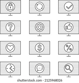 Computer technology and Development related line icon set. Data transfer and computer options linear vector icon collection.
