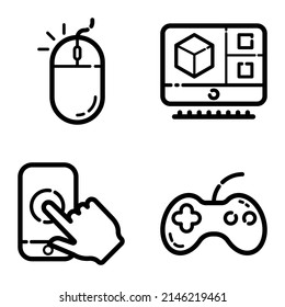 Computer Technology Flat Icon Set Isolated On White Background