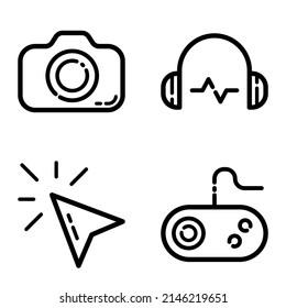 Computer Technology Flat Icon Set Isolated On White Background