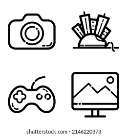 Computer Technology Flat Icon Set Isolated On White Background