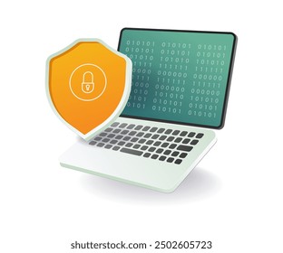 Computer technology hacker protection Flat illustration