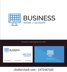 Computer, Technology, Hardware Blue Business logo and Business Card Template. Front and Back Design