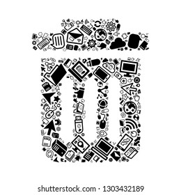 Computer and IT technology icon in bin icon, vector file for EPS10