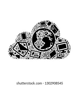 Computer and IT technology icon in cloud icon, vector file for EPS10