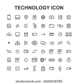 diseño de iconos de tecnología informática en estilo simple y fresco