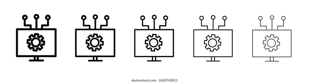 Computer Technology icon flat illustration set logo