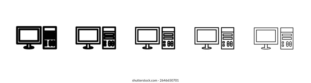 Computer Technology icon flat simple outline logo