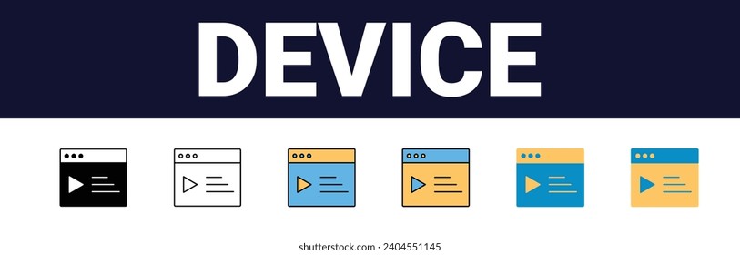 Computer Technology icon. Line, glyph and filled outline colorful version, Monitor Display Screen outline and filled vector sign. Symbol, logo