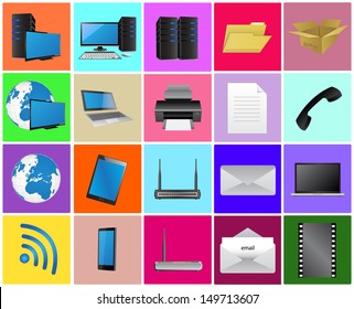 Computer Technology Icon Set, Technology and Business Concept, Vector Illustration EPS 10.