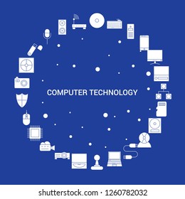 Computer Technology Icon Set. Infographic Vector Template