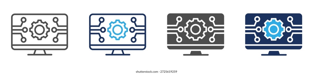Hoja de icono de tecnología informática con estilo múltiple