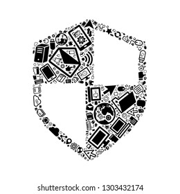 Computer and IT technology icon in shield icon, vector file for EPS10