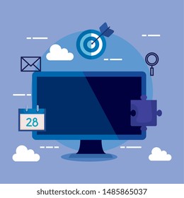 computer technology with icons business strategy